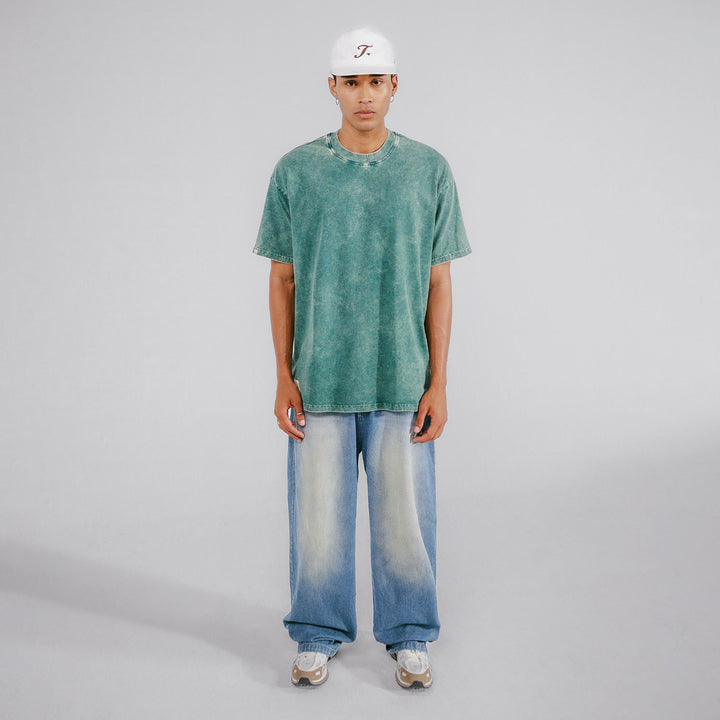 Oversized Washed T- Shirt - Pine Green