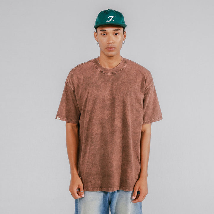 Oversized Washed T- Shirt - Brown