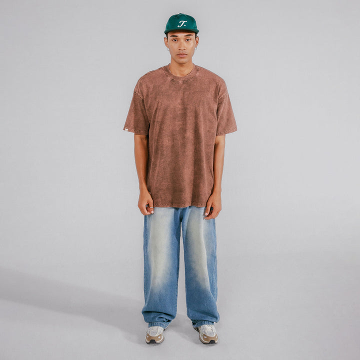 Oversized Washed T- Shirt - Brown