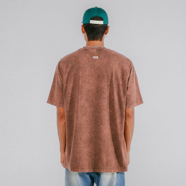 Oversized Washed T- Shirt - Brown