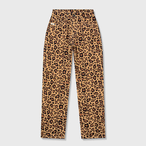 Animal Print Straight Leg Laser Pants - Cheetah