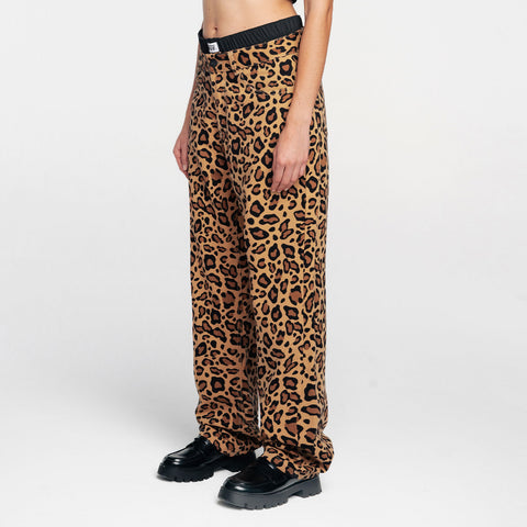 Animal Print Straight Leg Laser Pants - Cheetah