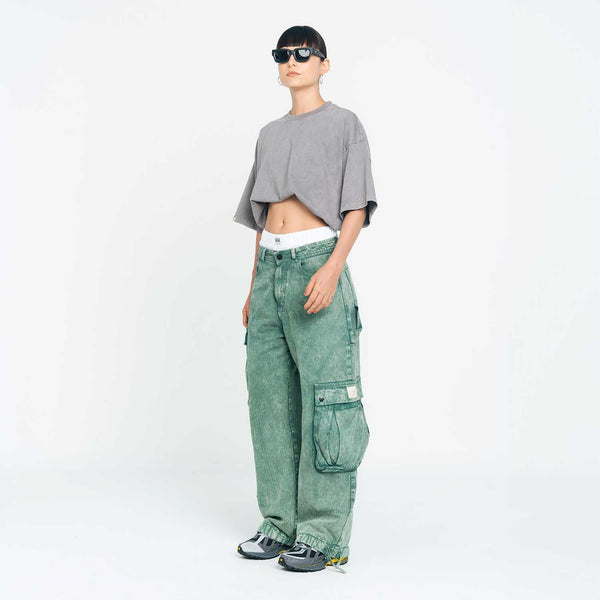 Cargo Multi-Pocket Pants - Washed Green
