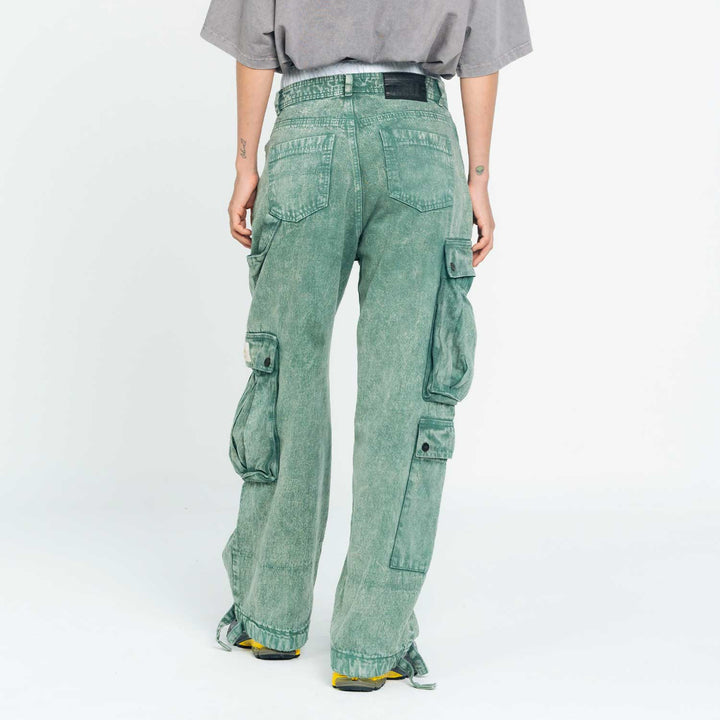 Cargo Multi-Pocket Pants - Washed Green