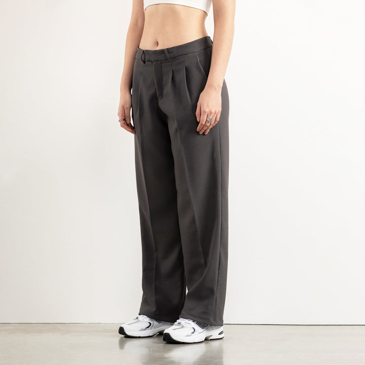 Classic Press-Stud Pants For Women - Gray
