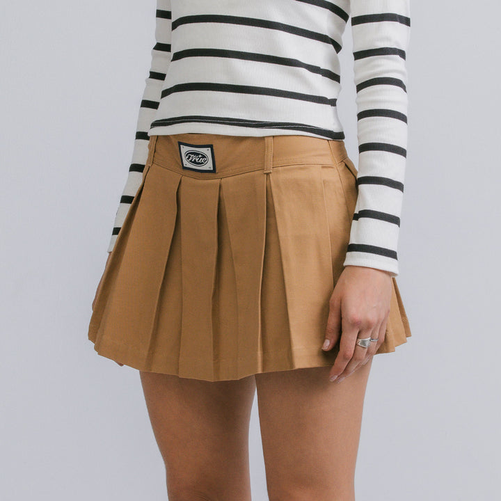 Pleated Mini Skirt - Khaki