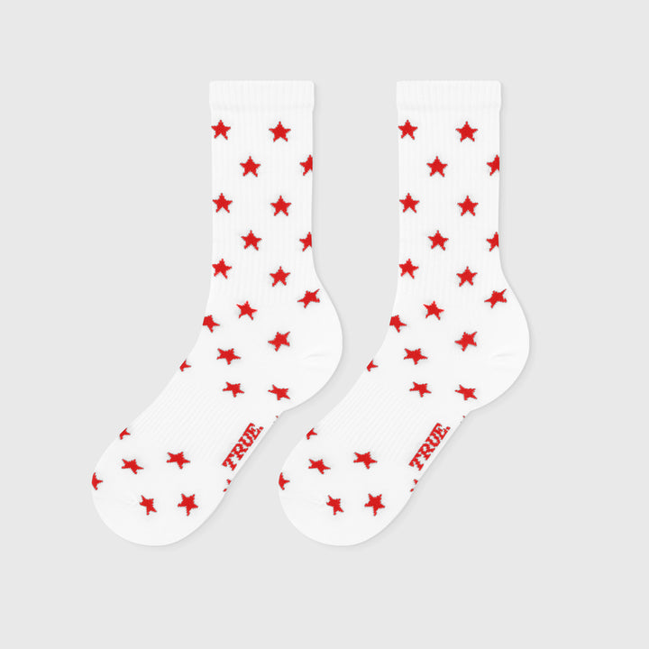 Red Stars Socks - White