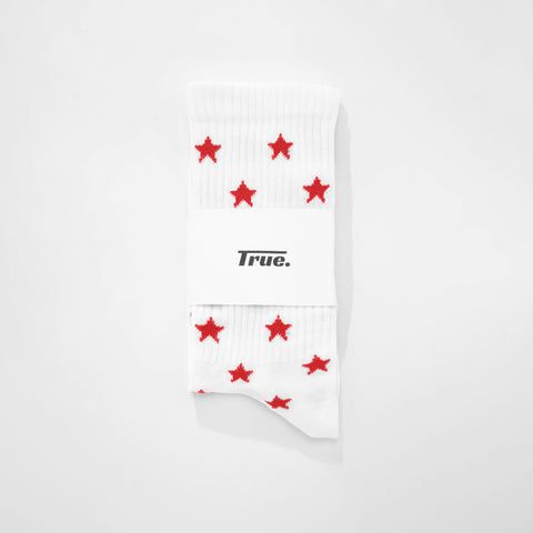 Red Stars Socks - White