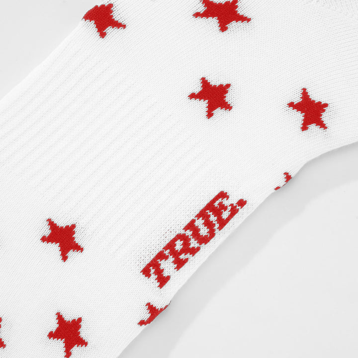 Red Stars Socks - White