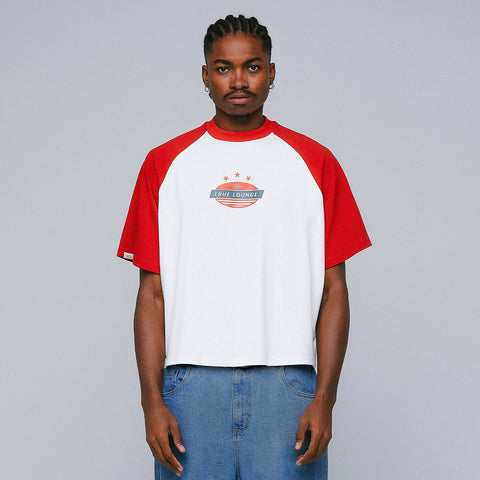 Retro Raglan Boxy Tee - White/Red