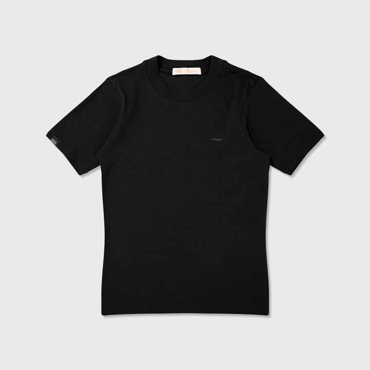 Ribbed Fitted Tee - Black