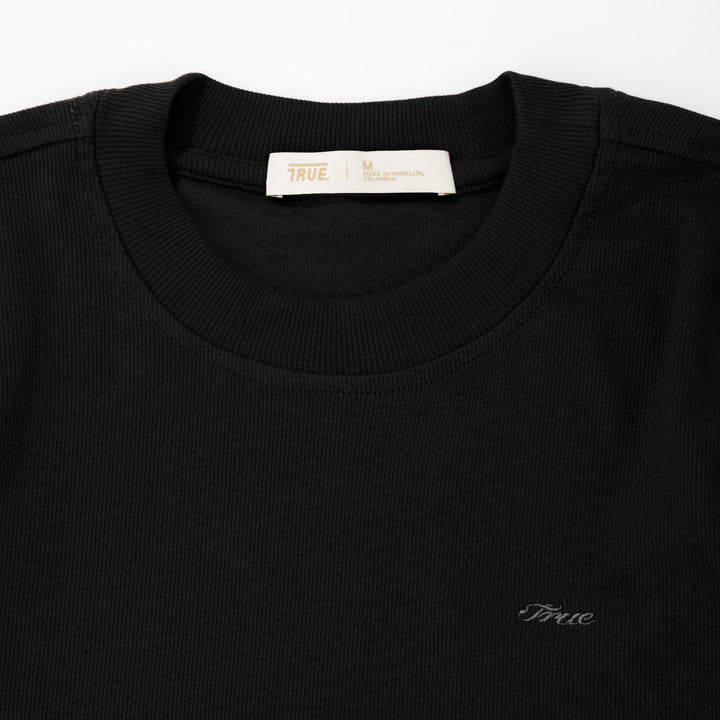 Ribbed Fitted Tee - Black