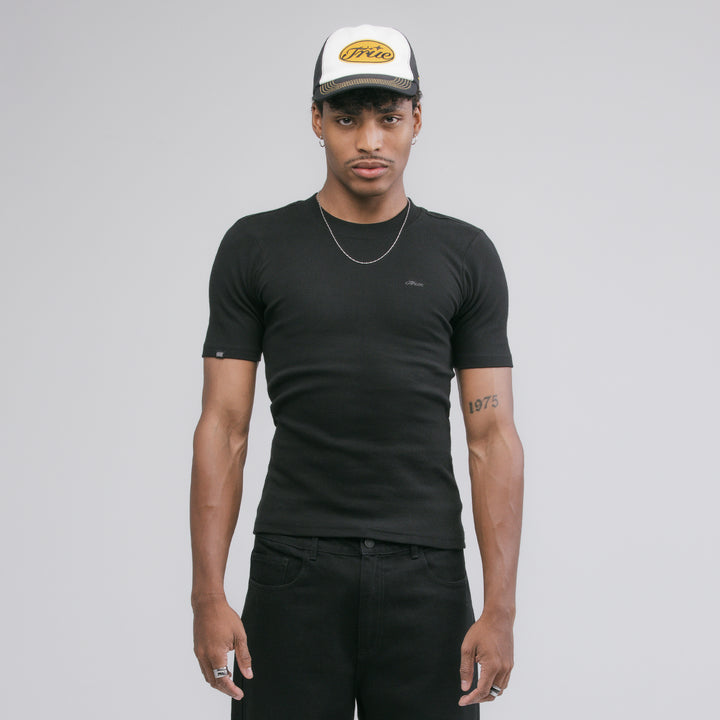 Ribbed Fitted Tee - Black