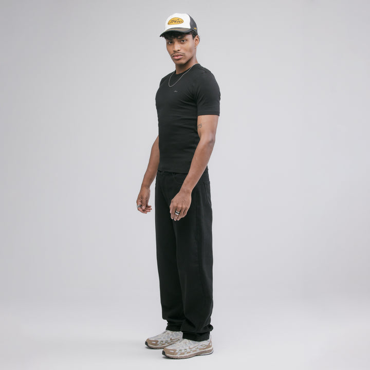 Ribbed Fitted Tee - Black
