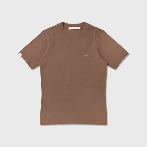 Ribbed Fitted Tee - Brown