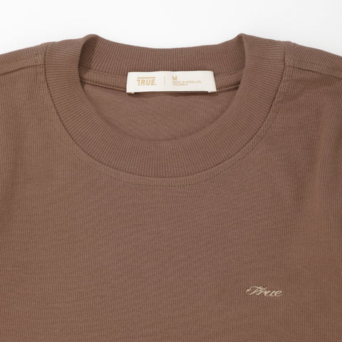 Ribbed Fitted Tee - Brown