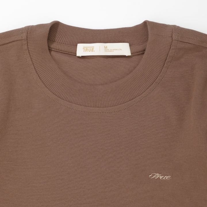 Ribbed Fitted Tee - Brown