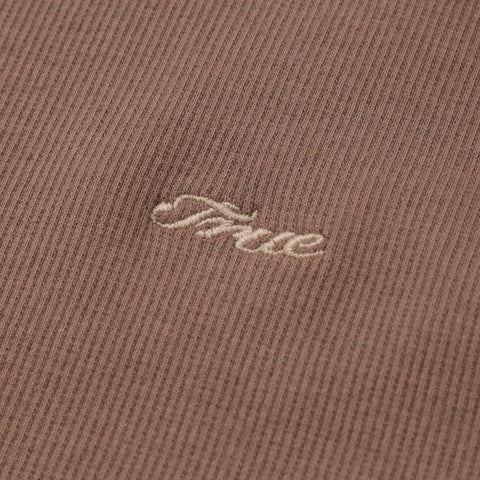 Ribbed Fitted Tee - Brown