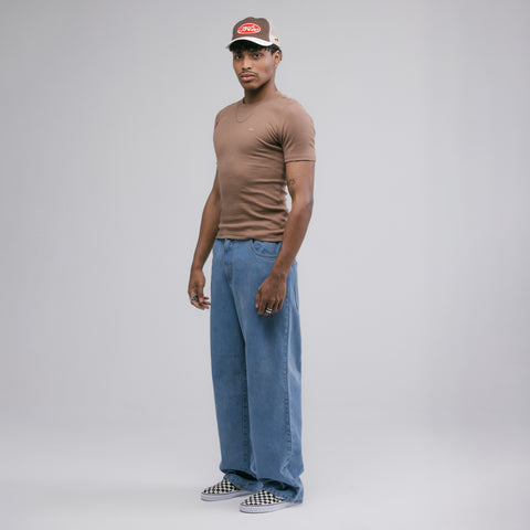 Ribbed Fitted Tee - Brown