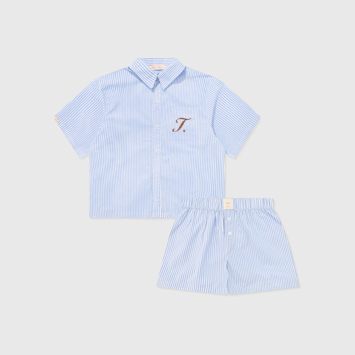 Striped Shirts & Boxers Set - Blue