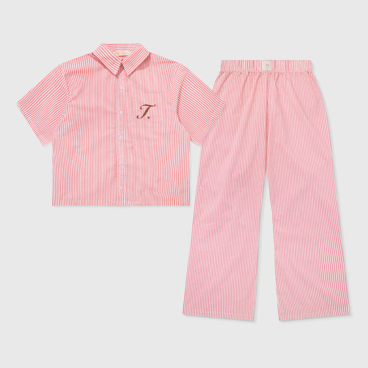 Striped Shirts & Pants Set - Red