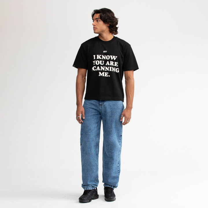 Scanning Cropped Tee - Black