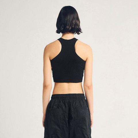 Signature Ribbed Cropped Tank - Black