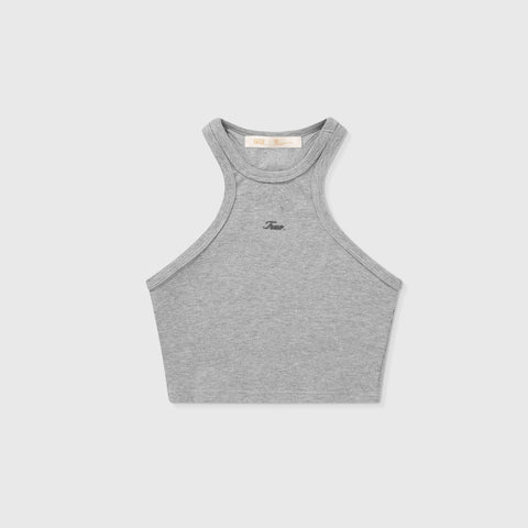 Signature Ribbed Cropped Tank - Gray