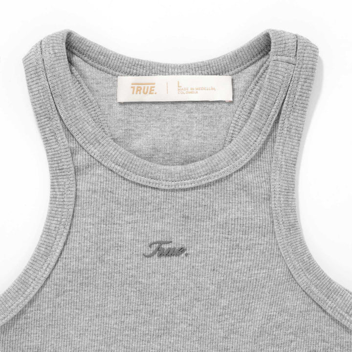 Signature Ribbed Cropped Tank - Gray