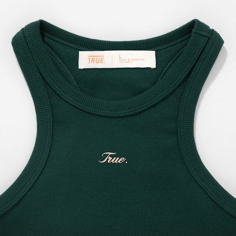 Signature Ribbed Cropped Tank - Pine Green