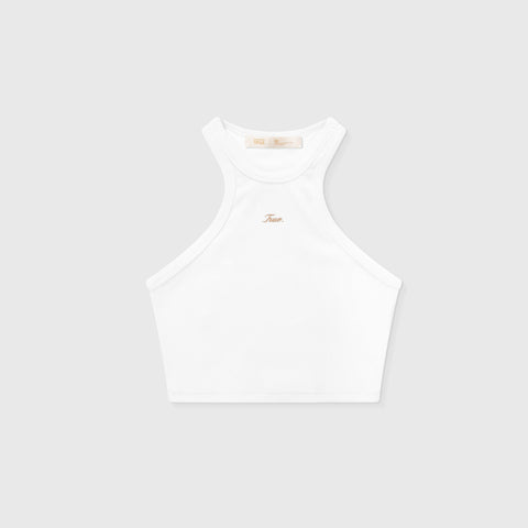 Signature Ribbed Cropped Tank - White