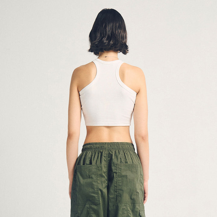 Signature Ribbed Cropped Tank - White