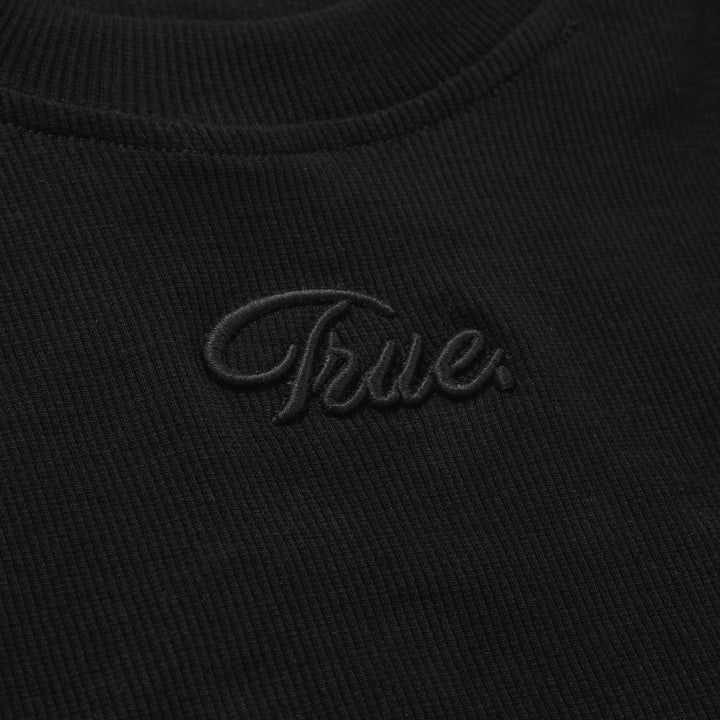 Script Logo Ribbed Slim Tee - Black