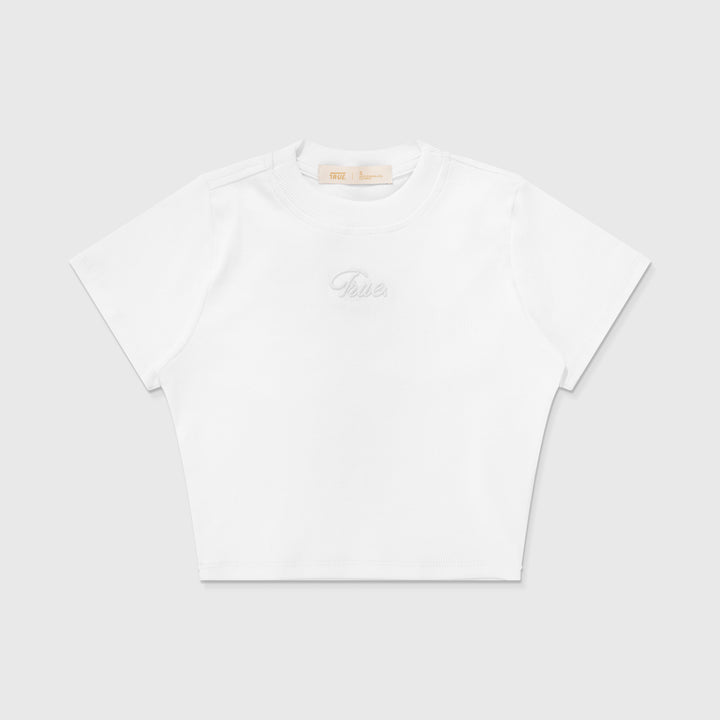 Script Logo Ribbed Slim Tee - White