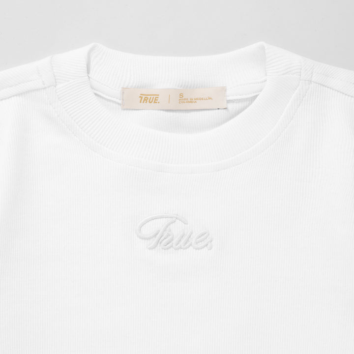 Script Logo Ribbed Slim Tee - White