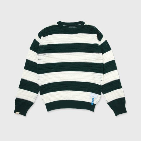 Striped Knit Pullover - Pine Green