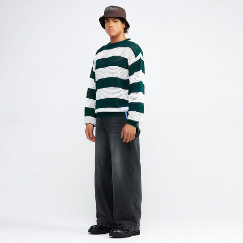 Striped Knit Pullover - Pine Green