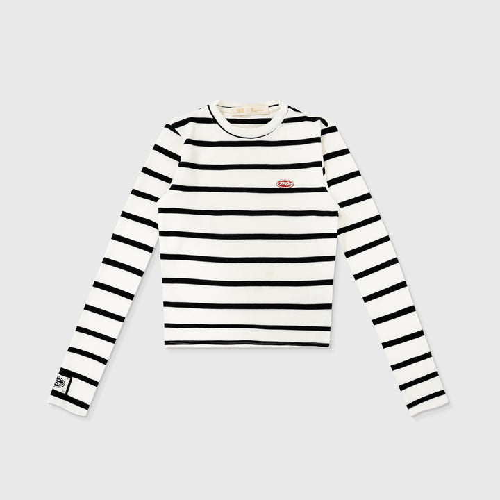 Striped Ribbed LS T-Shirt - White/Black