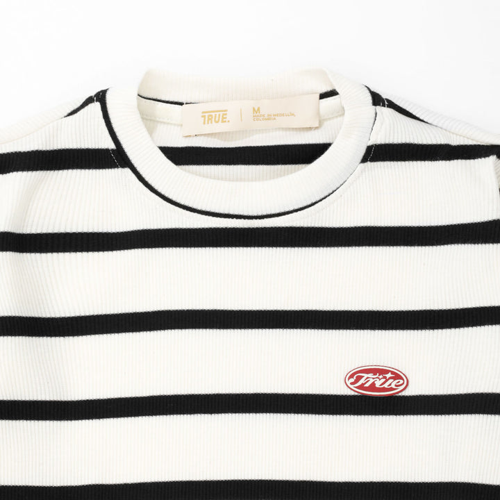 Striped Ribbed LS T-Shirt - White/Black