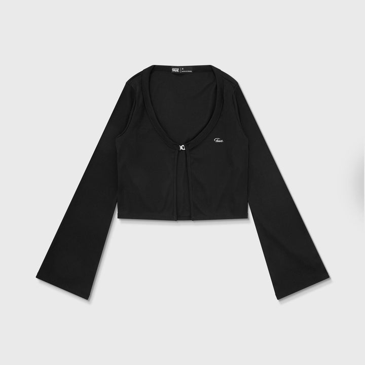 HofT Ribbed Cardigan Top - Black
