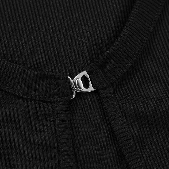 HofT Ribbed Cardigan Top - Black