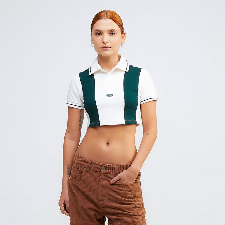 True Lounge Cropped Polo - Pine Green