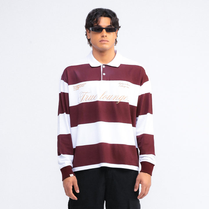 True Lounge LS Boxy Polo - Deep Red