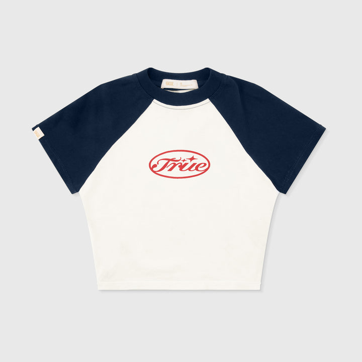 True Stamp Cropped Slim Tee - Navy Blue