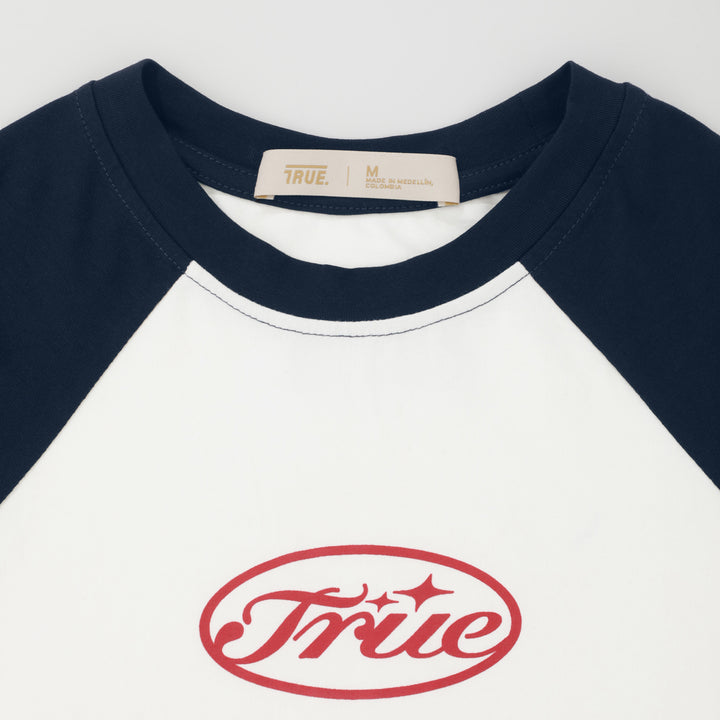 True Stamp Cropped Slim Tee - Navy Blue