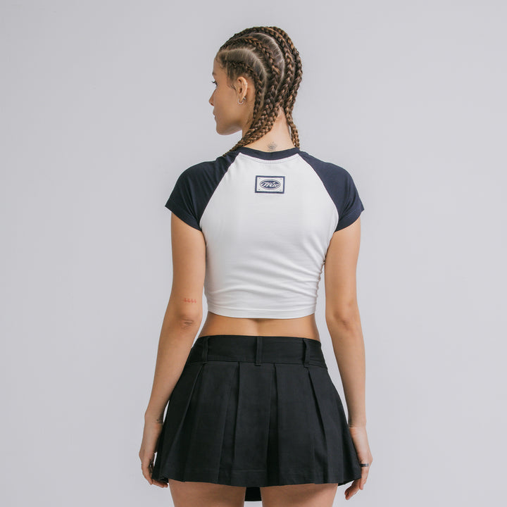 True Stamp Cropped Slim Tee - Navy Blue