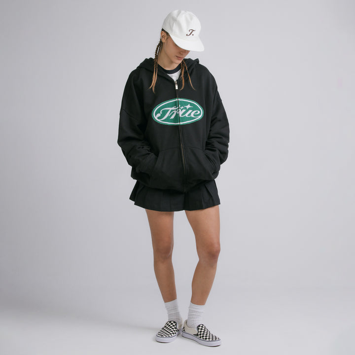 True Stamp Zipper Hoodie - Black