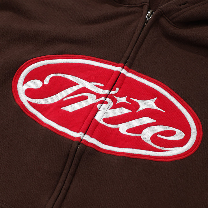 True Stamp Zipper Hoodie - Brown