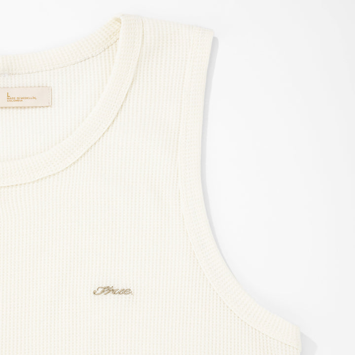 True Textured Sleeveless Tee - White