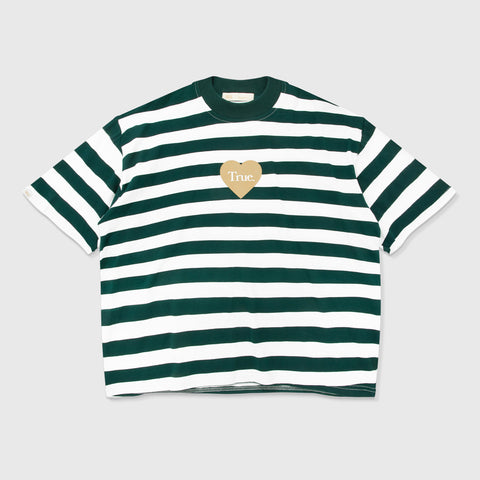 Striped Boxy Tee - Pine Green